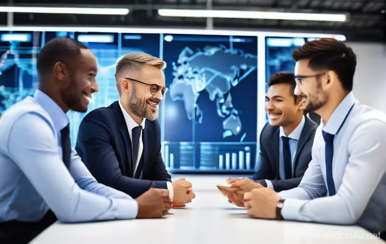 국제물류사에게 유용한 네트워킹 팁 - **Professional Networking at a Modern Logistics Hub**
"A diverse group of logistics professional...