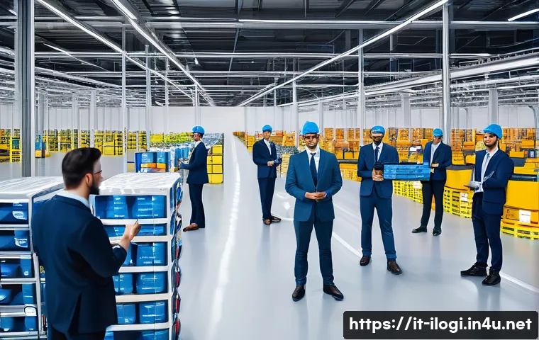 국제물류사의 강의와 교육 자료 활용법 - **Prompt 1: The Future of Smart Logistics Hub**
    "A wide, brightly lit, ultra-modern logistics wa...