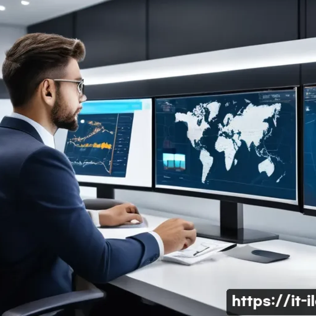 국제물류사 자격증 소지자 인터뷰 사례 - A professional logistics specialist in a modern office setting, analyzing international shipping rou...