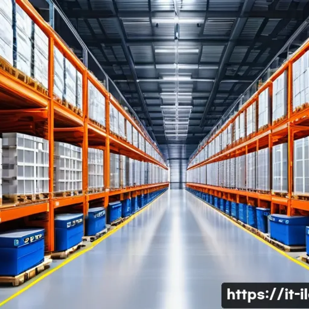 국제물류 시장의 최신 트렌드 - A modern international logistics warehouse featuring advanced automation and robotics: sleek robotic...