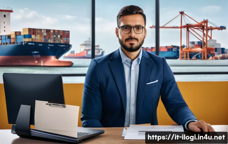 국제물류사 자격증 유효기간 및 갱신 방법 - A professional Italian logistics operator in a modern office environment, dressed in business casual...