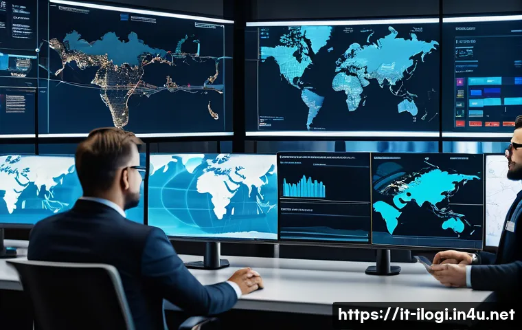 국제물류사 자격증 활용 가능한 업종 - A highly detailed modern global supply chain control room featuring a diverse team of certified logi...