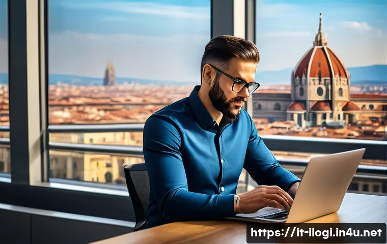 국제물류사 연봉 협상 팁 - A professional Italian logistics manager in a modern Milan office, dressed in business casual attire...