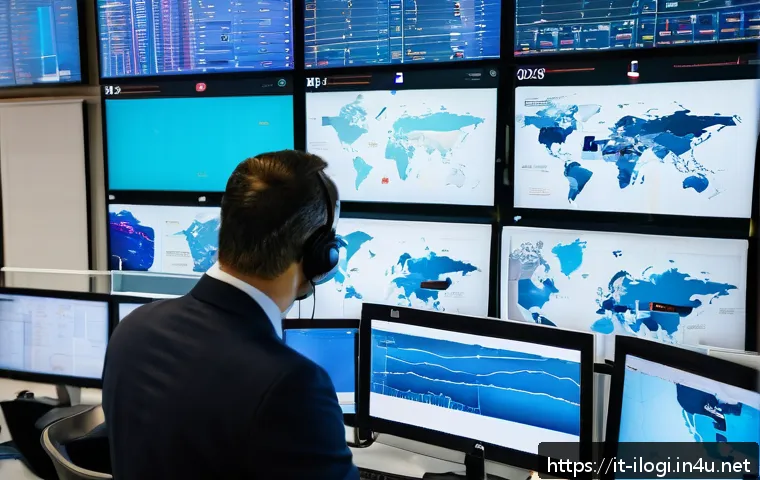 국제물류사로서 해외에서 일하기 - A modern international logistics control room with a diverse team of professionals analyzing real-ti...