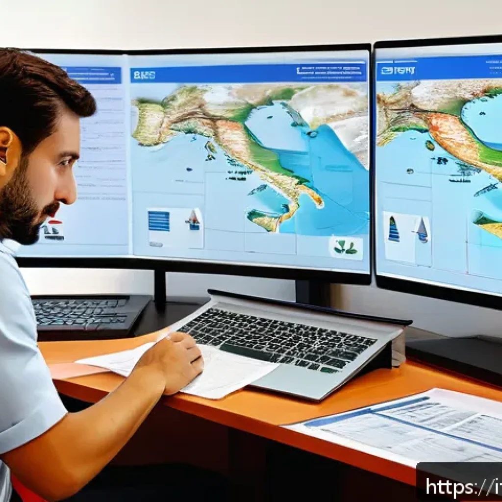 국제물류 서류 작성 시 주의사항 - A professional office scene showing an Italian logistics specialist carefully reviewing internationa...