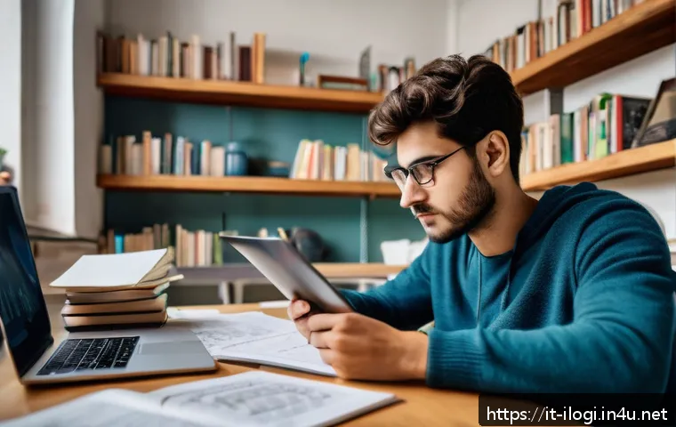 국제물류사 자격증 시험을 위한 모의고사 활용법 - A focused young adult student sitting at a modern study desk in a cozy, well-lit Italian apartment, ...